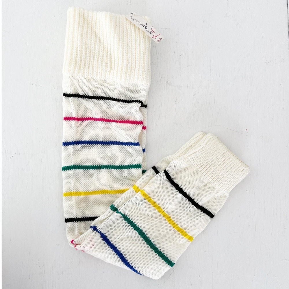 1980s Knit Rainbow Leg Warmers Colorful Striped 80s One Size, Pride, Decades Day